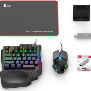 Set Combo Gaming X8, Tastierë, Maus, Adapter dhe Mbajtëse për Celular, ANDROID